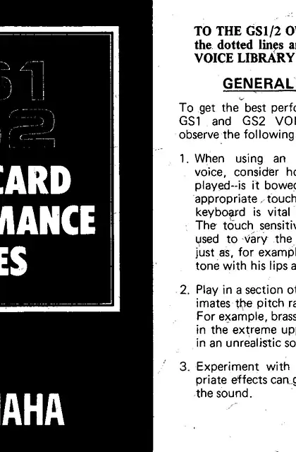 yamaha雅马哈GS2_GS1 Voice Card Performance Notes (Image)